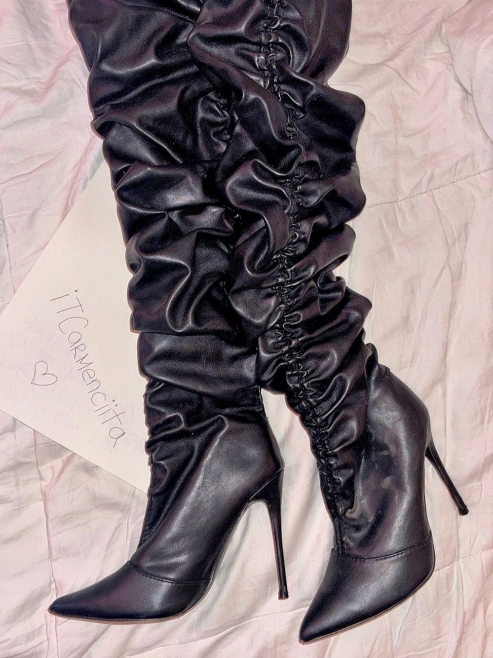 Black Over-the-Knee Heeled Boots Like New